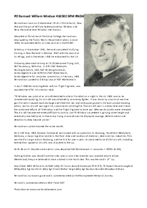 A preview of a PDF biography for Windsor, Bernard William